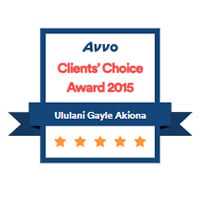 Avvo Clients' Choice Award 2025 | Ululani Gayle Akiona | 5 star